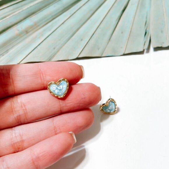 Blue crystal heart earrings #255 - Picture 4 of 4